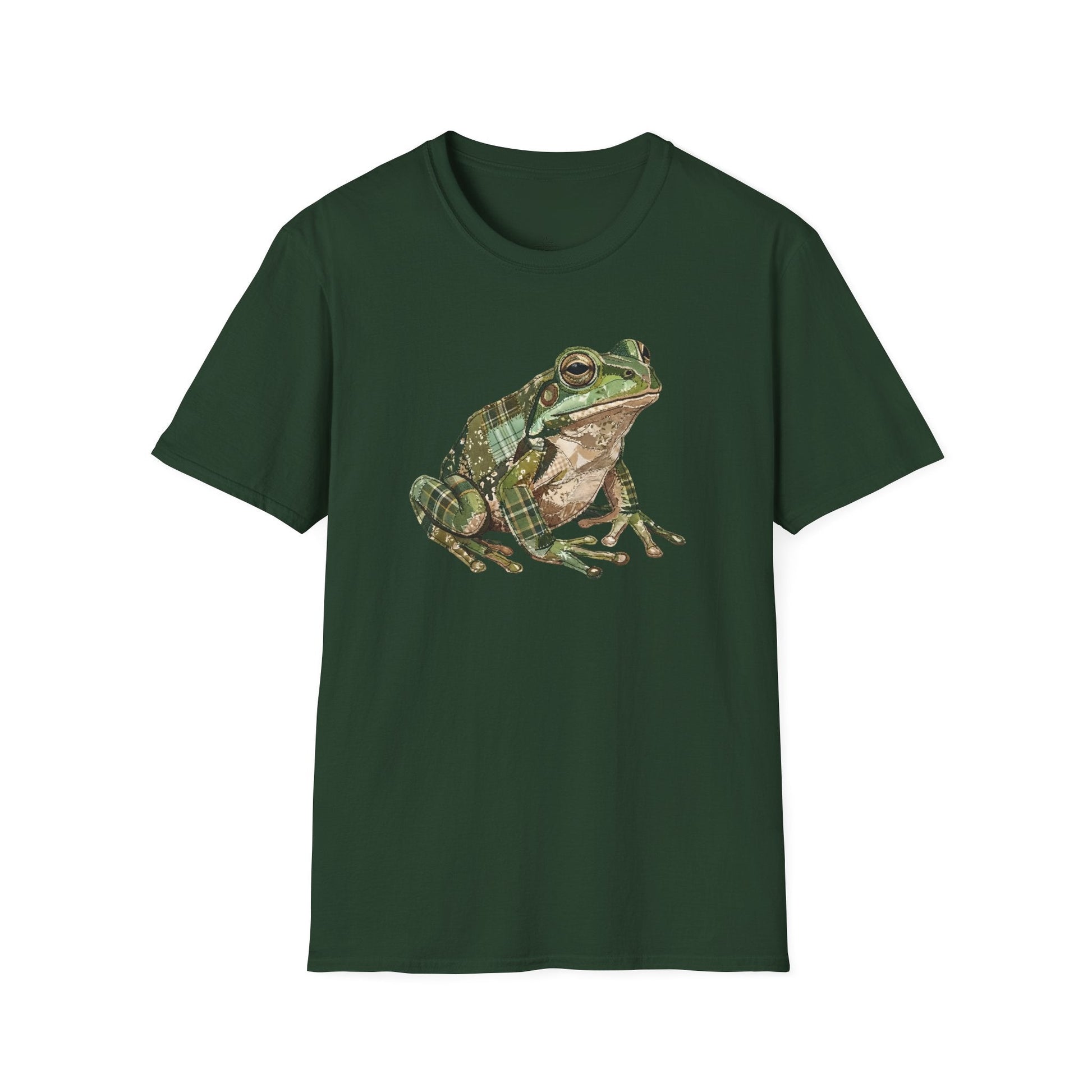 Printify T-Shirt Faux Patchwork Frog T-Shirt