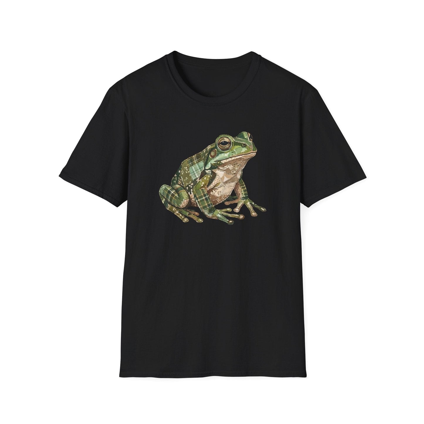 Printify T-Shirt Faux Patchwork Frog T-Shirt