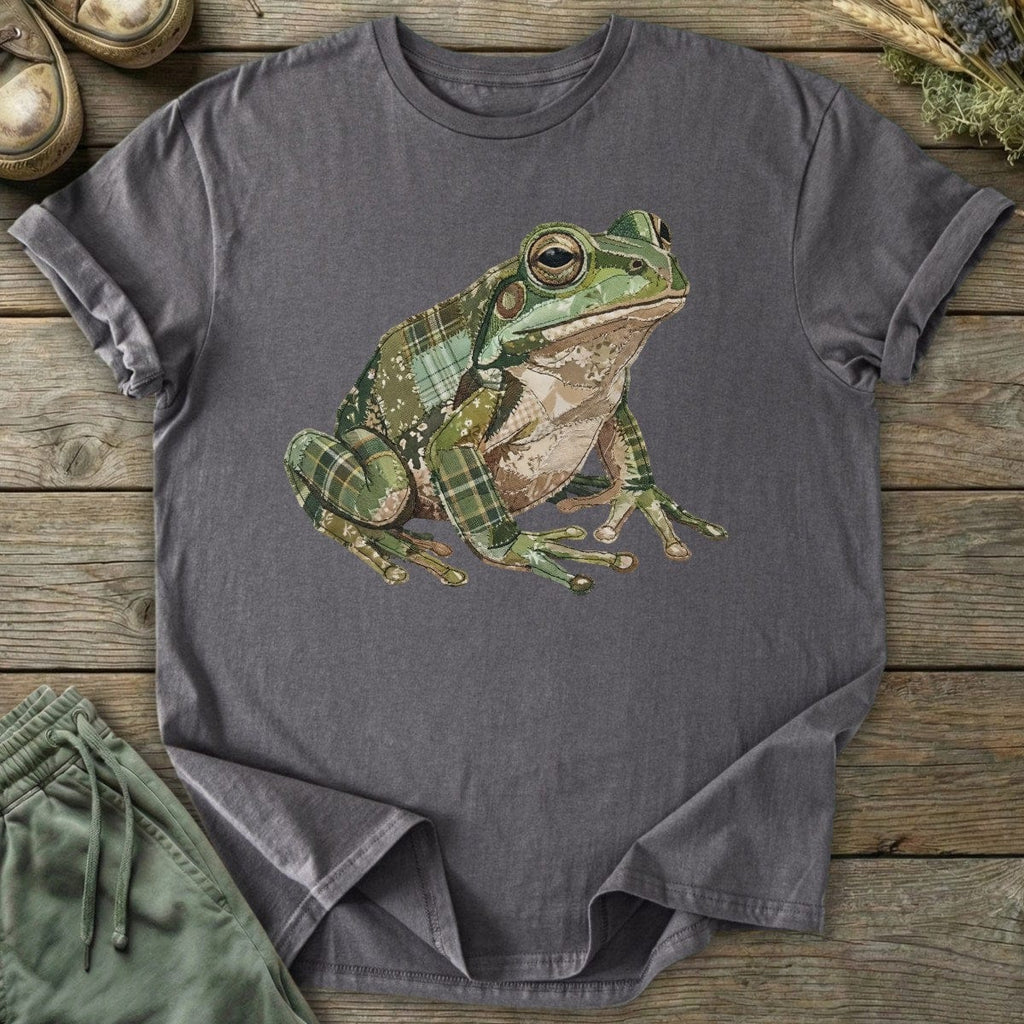 Printify T-Shirt Faux Patchwork Frog T-Shirt