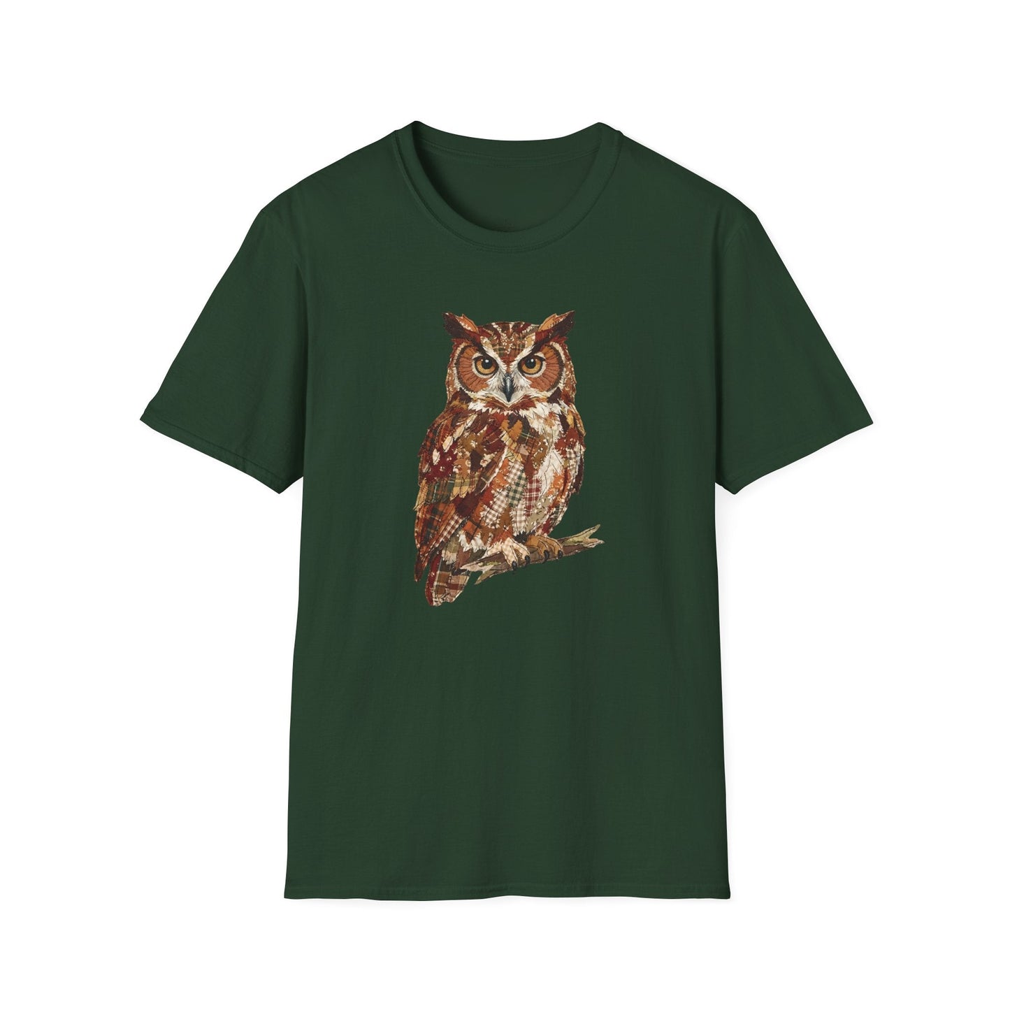Printify T-Shirt Faux Patchwork Owl T-Shirt