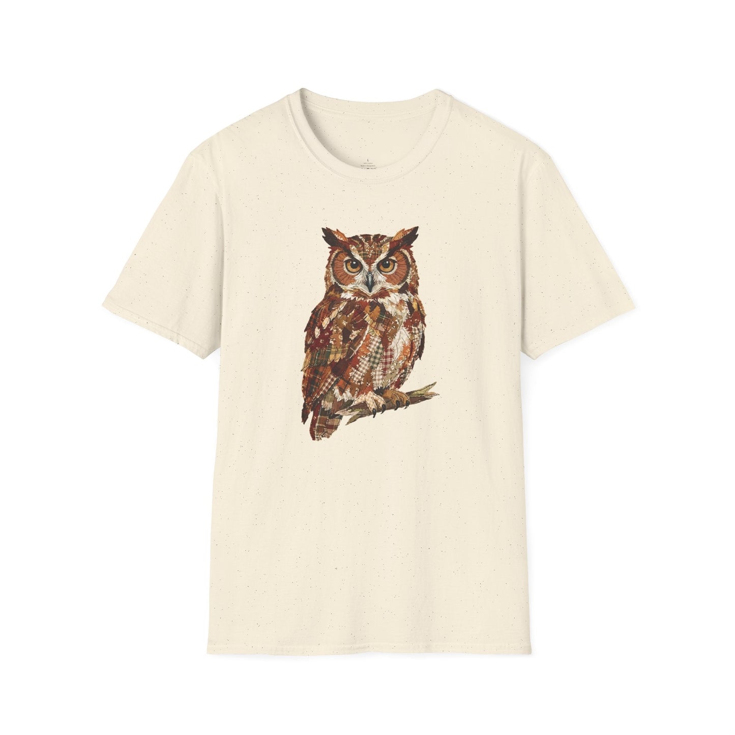 Printify T-Shirt Faux Patchwork Owl T-Shirt