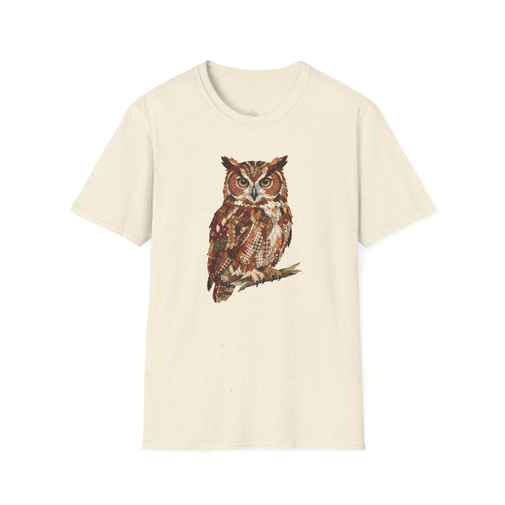 Printify T-Shirt Faux Patchwork Owl T-Shirt