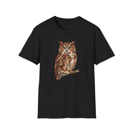 Printify T-Shirt Faux Patchwork Owl T-Shirt