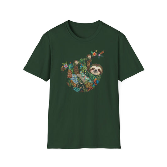 Printify T-Shirt Faux Patchwork Sloth T-Shirt