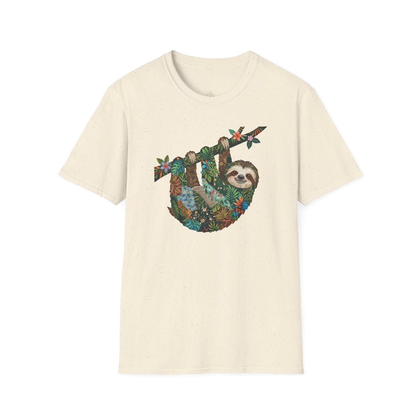 Printify T-Shirt Faux Patchwork Sloth T-Shirt