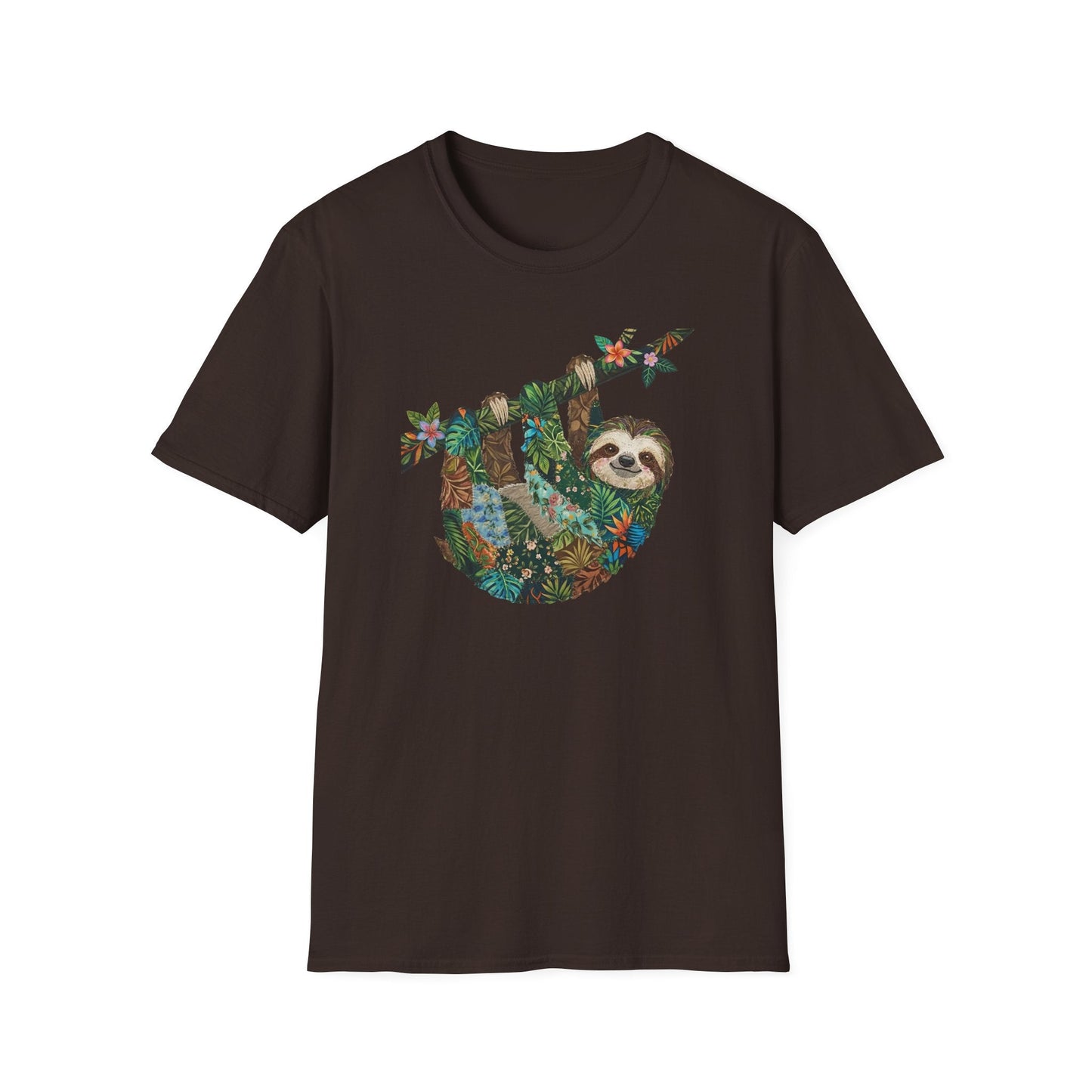 Printify T-Shirt Faux Patchwork Sloth T-Shirt