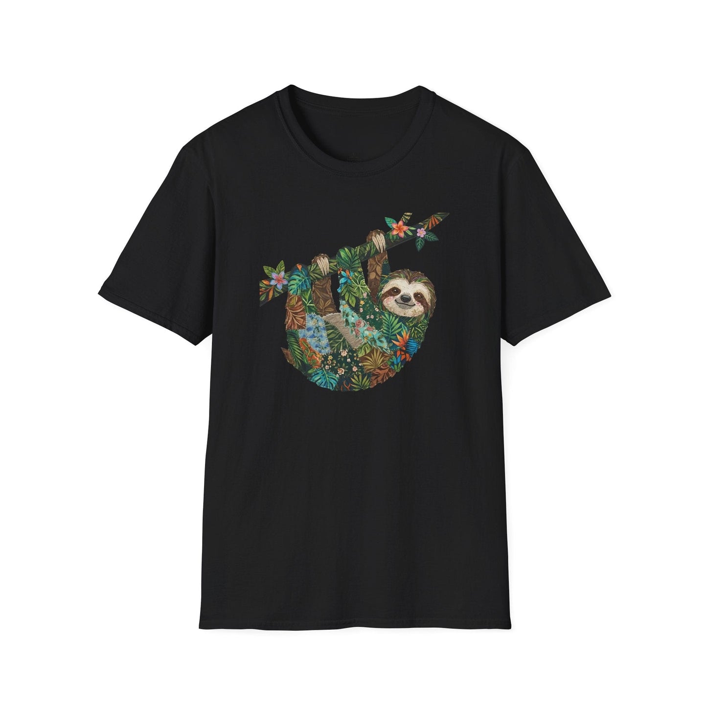 Printify T-Shirt Faux Patchwork Sloth T-Shirt