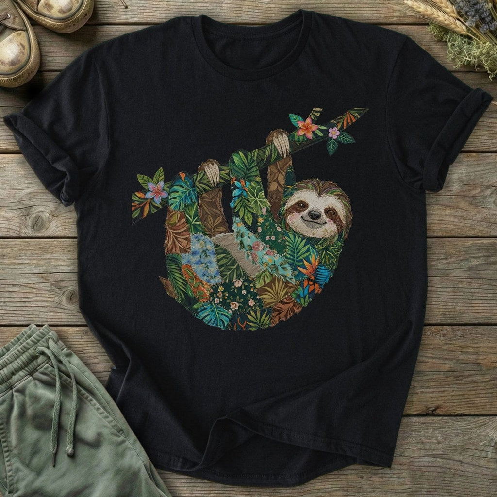 Printify T-Shirt Faux Patchwork Sloth T-Shirt