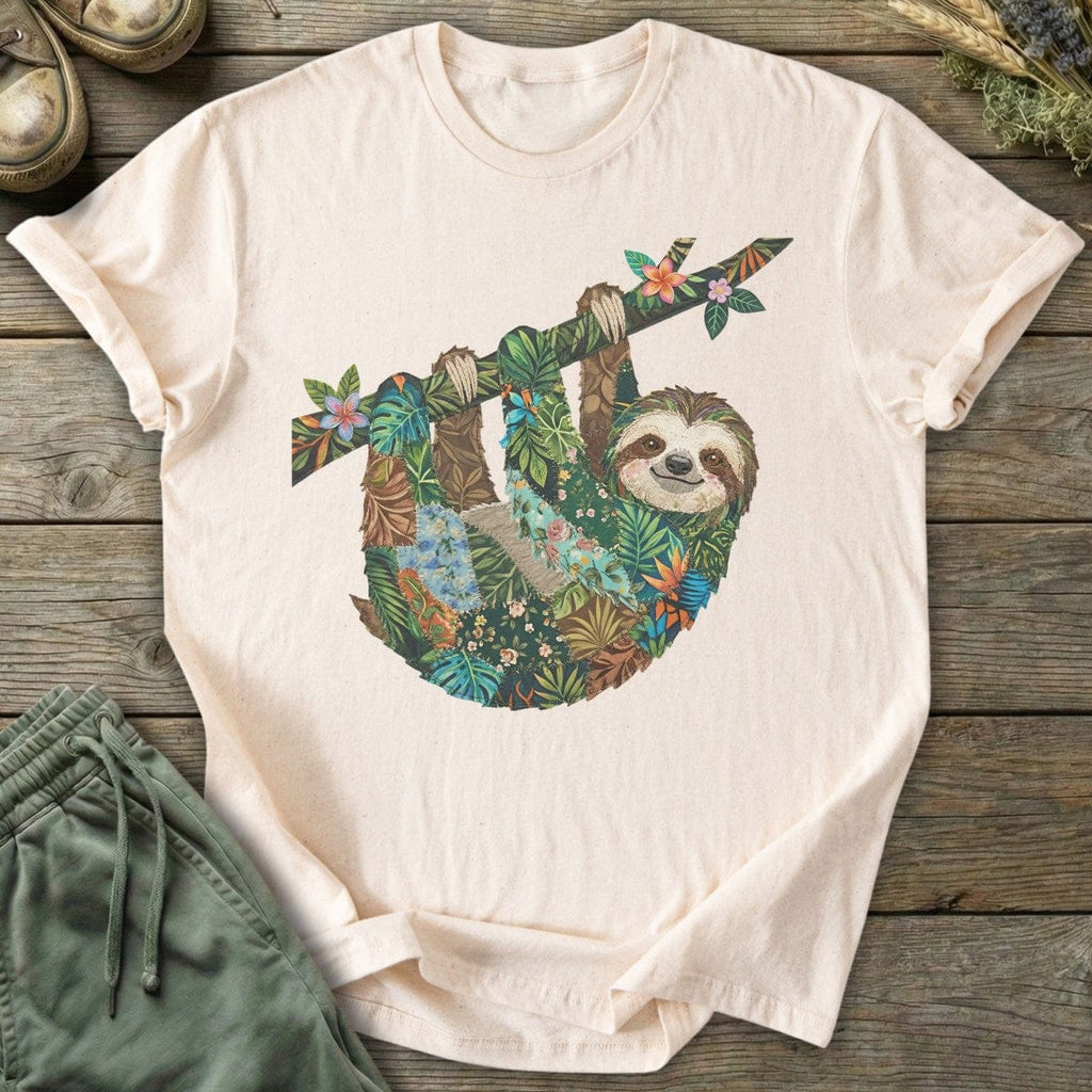 Printify T-Shirt Faux Patchwork Sloth T-Shirt