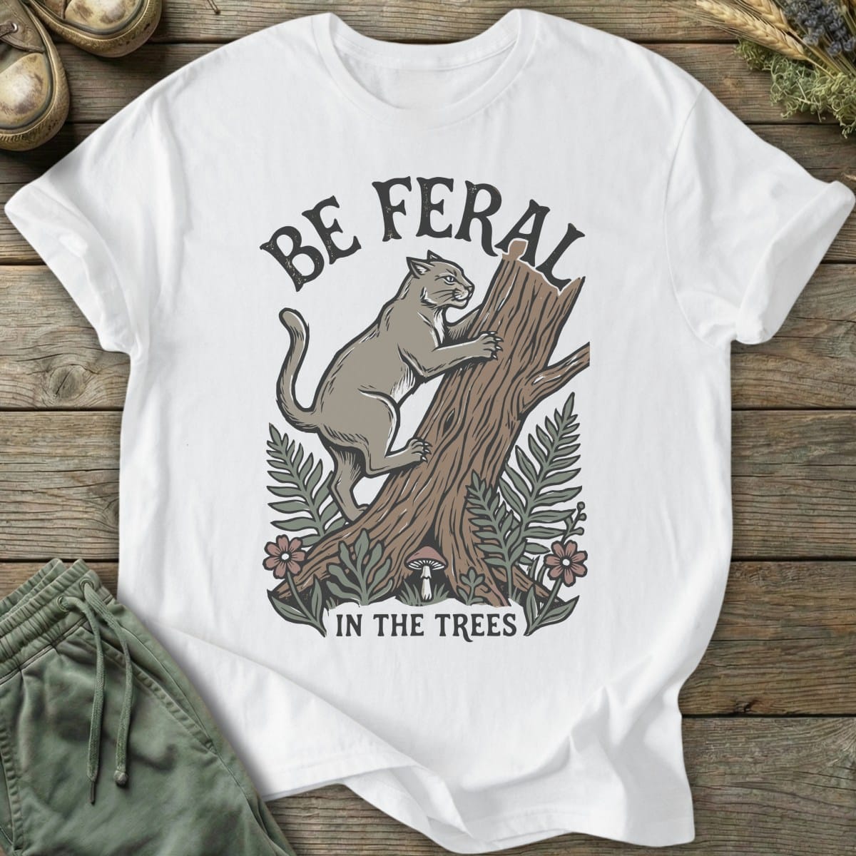 Printify T-Shirt Feral In The Trees T-Shirt
