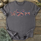 Printify T-Shirt (Flat Print) Faux Patchwork Patriotic Butterfly T-Shirt