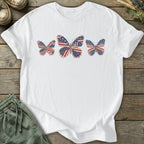 Printify T-Shirt (Flat Print) Faux Patchwork Patriotic Butterfly T-Shirt