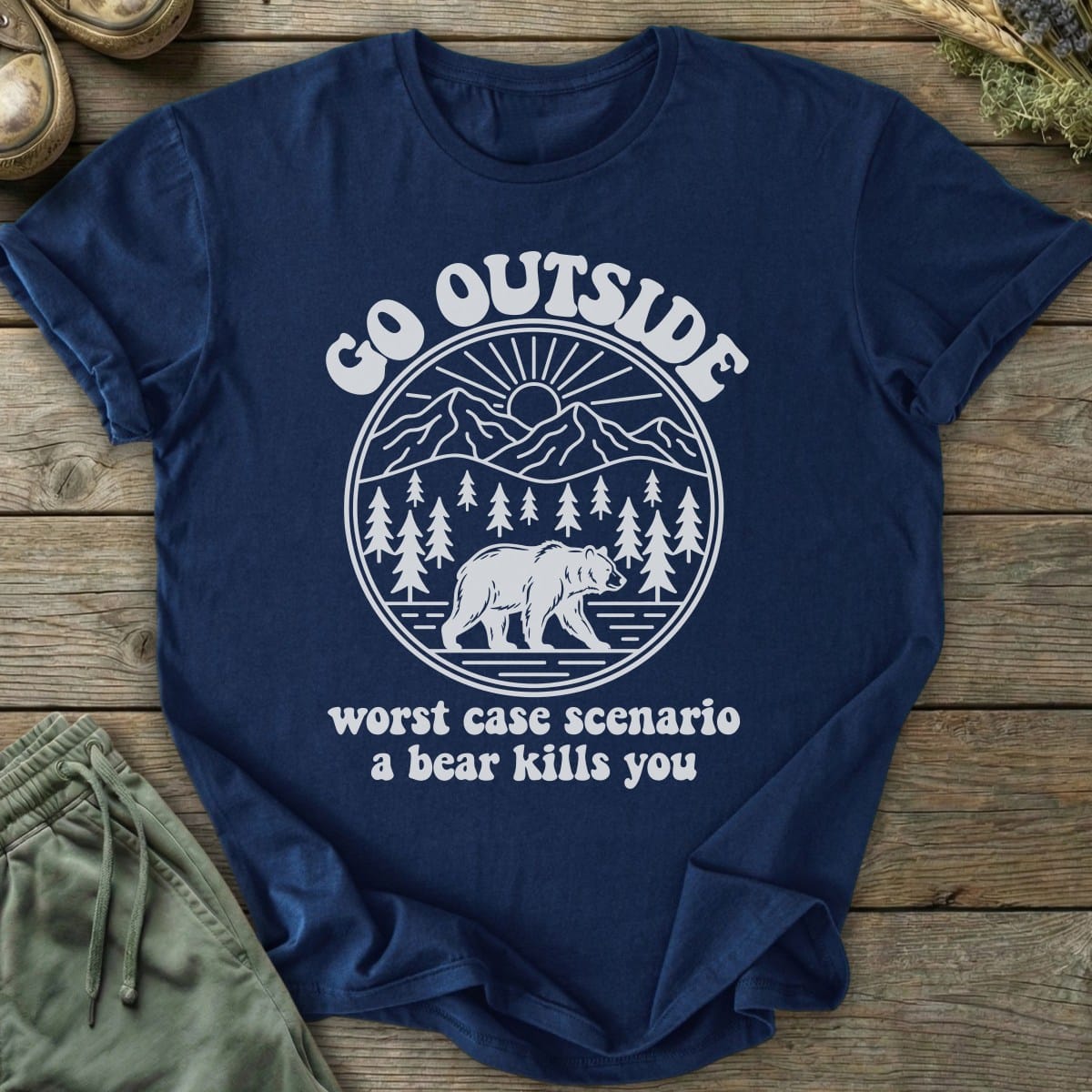 Printify T-Shirt Go Outside Bear T-Shirt