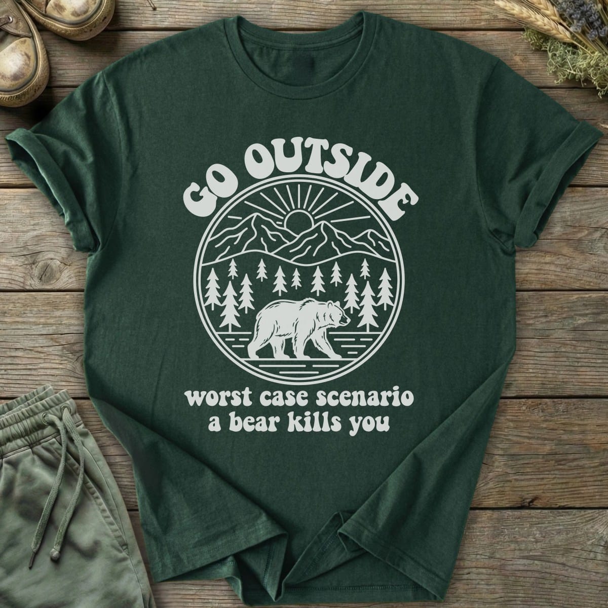 Printify T-Shirt Go Outside Bear T-Shirt