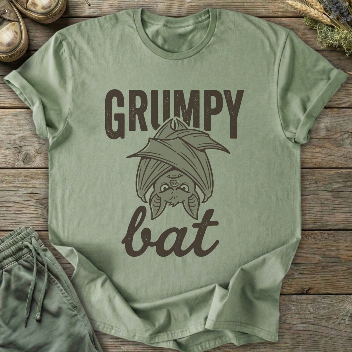 Printify T-Shirt Grumpy Bat T-Shirt