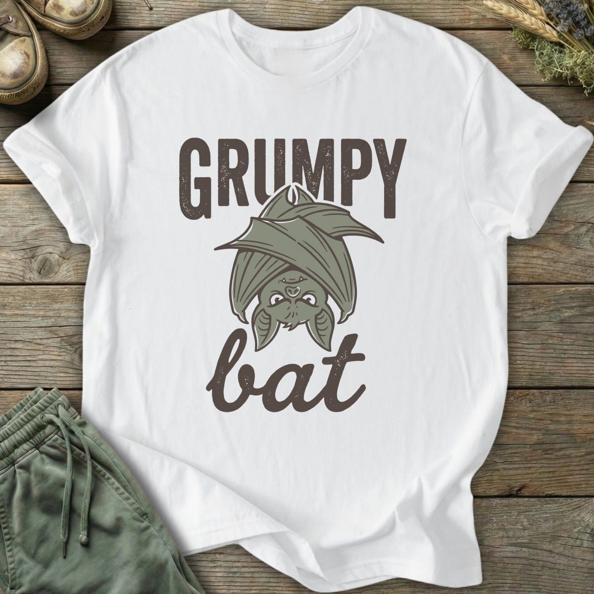 Printify T-Shirt Grumpy Bat T-Shirt