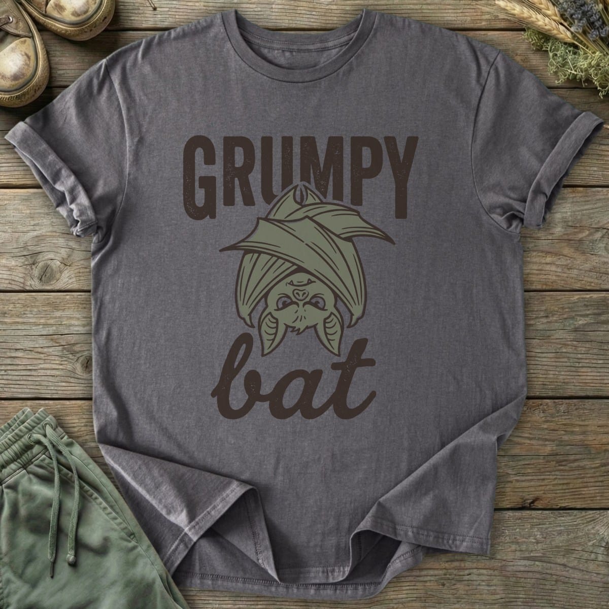 Printify T-Shirt Grumpy Bat T-Shirt