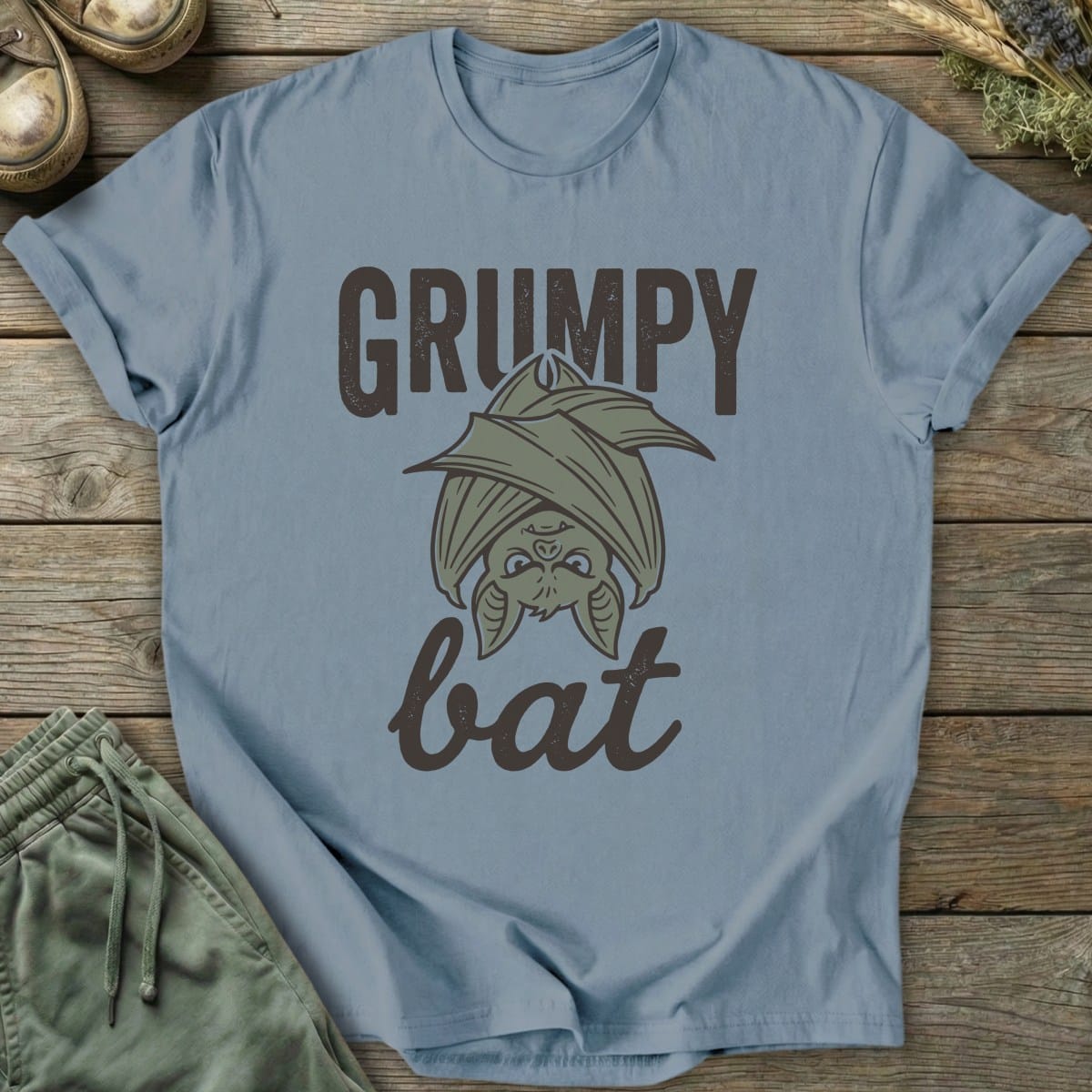 Printify T-Shirt Grumpy Bat T-Shirt