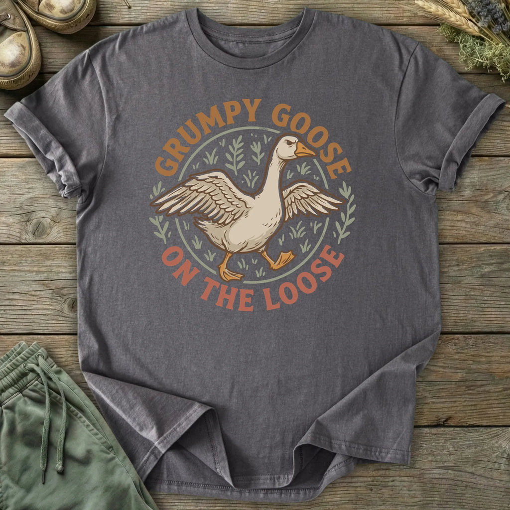Printify T-Shirt Grumpy Goose On The Loose T-Shirt