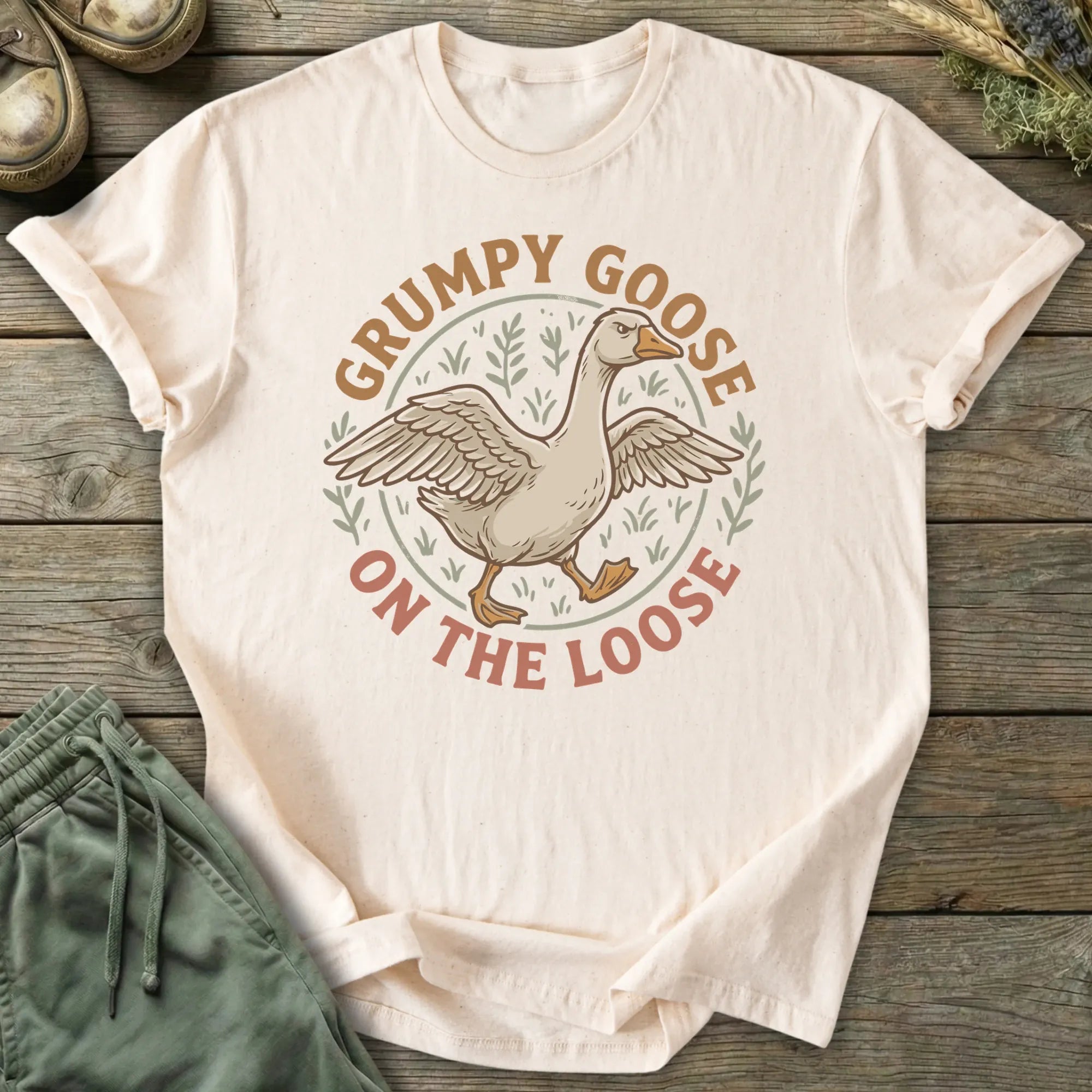 Printify T-Shirt Grumpy Goose On The Loose T-Shirt
