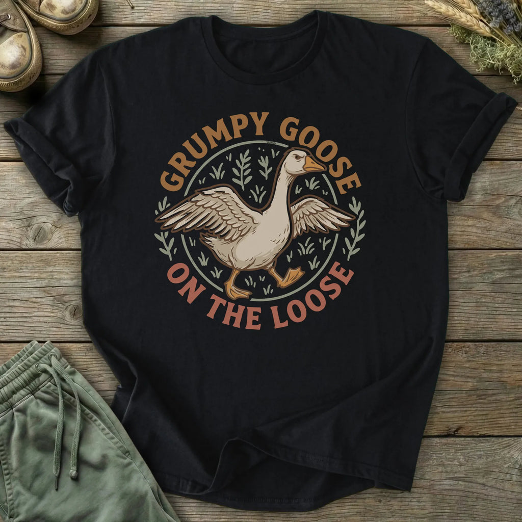 Printify T-Shirt Grumpy Goose On The Loose T-Shirt
