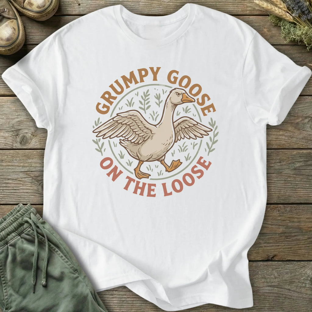 Printify T-Shirt Grumpy Goose On The Loose T-Shirt