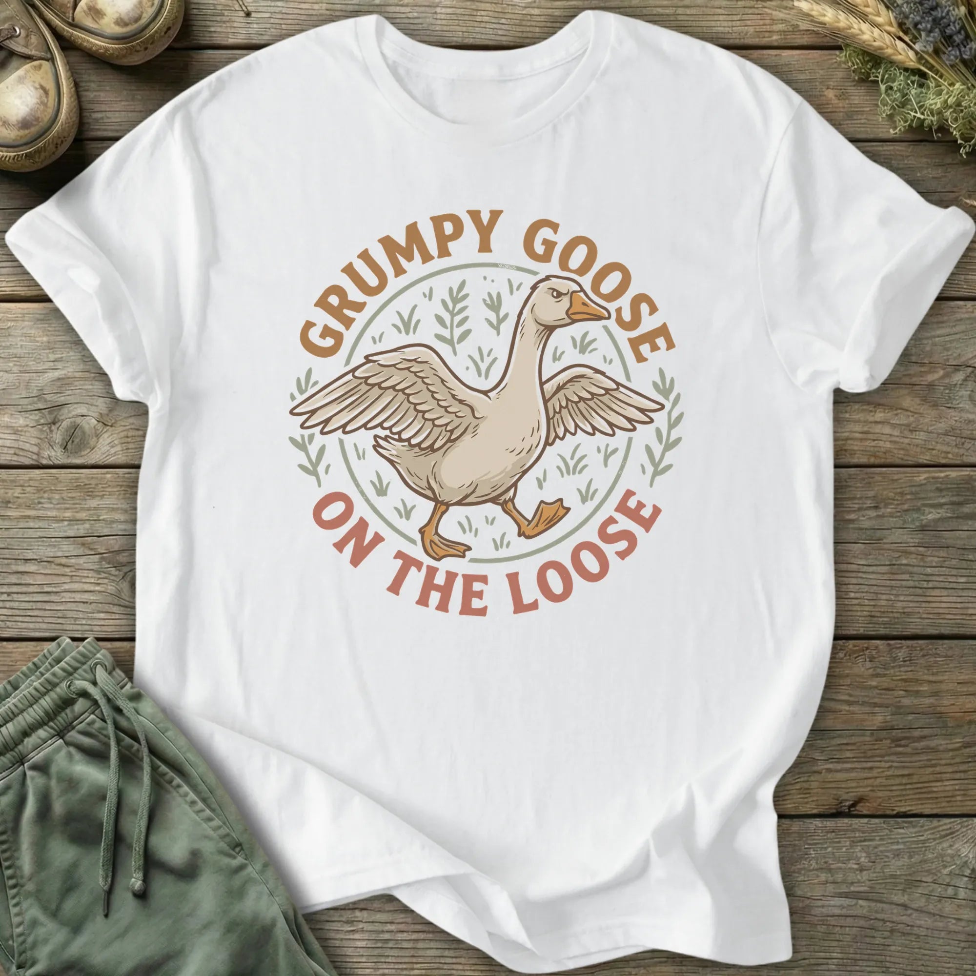 Printify T-Shirt Grumpy Goose On The Loose T-Shirt
