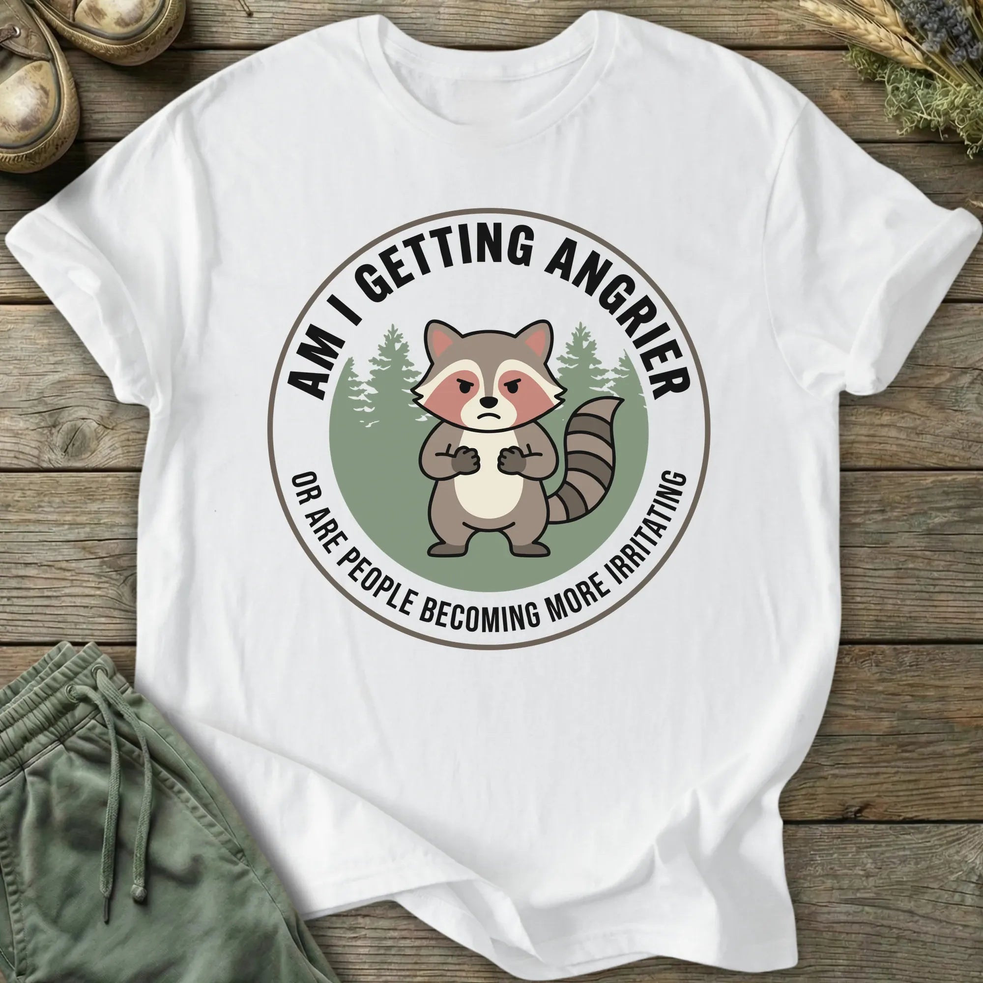 Printify T-Shirt Grumpy Raccoon T-Shirt