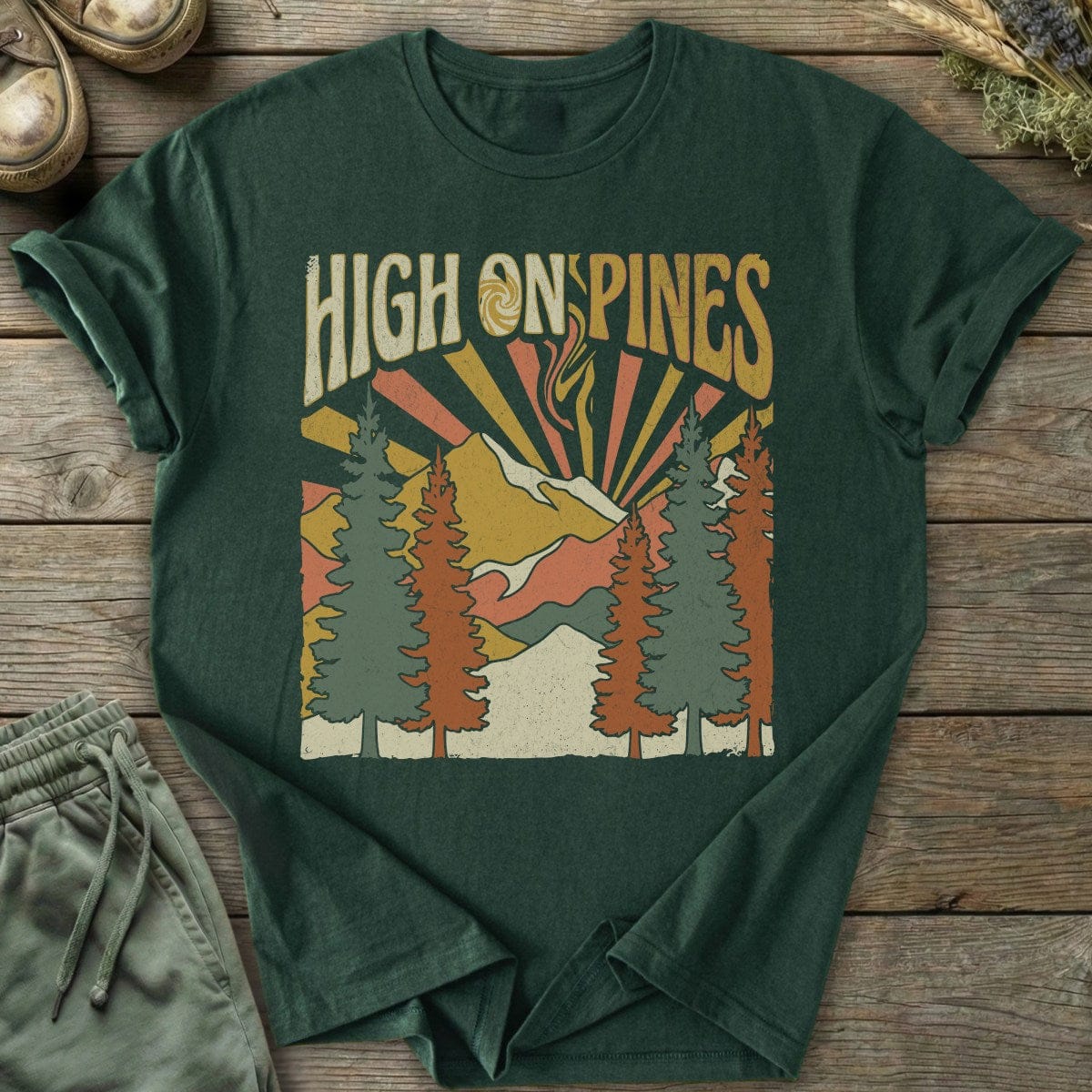 Printify T-Shirt High On Pines T-Shirt