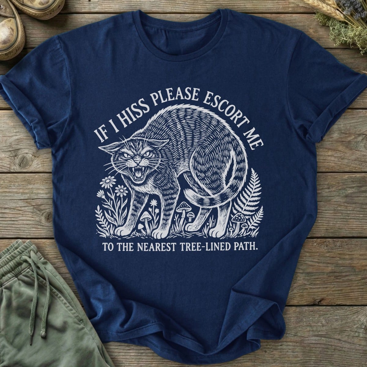 Printify T-Shirt Hissing Cat T-Shirt