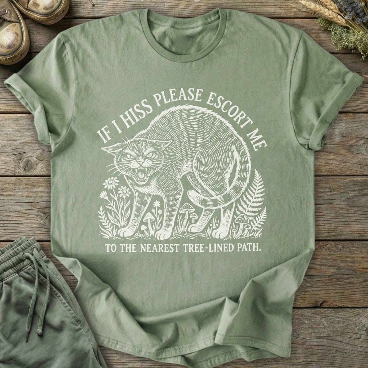 Printify T-Shirt Hissing Cat T-Shirt