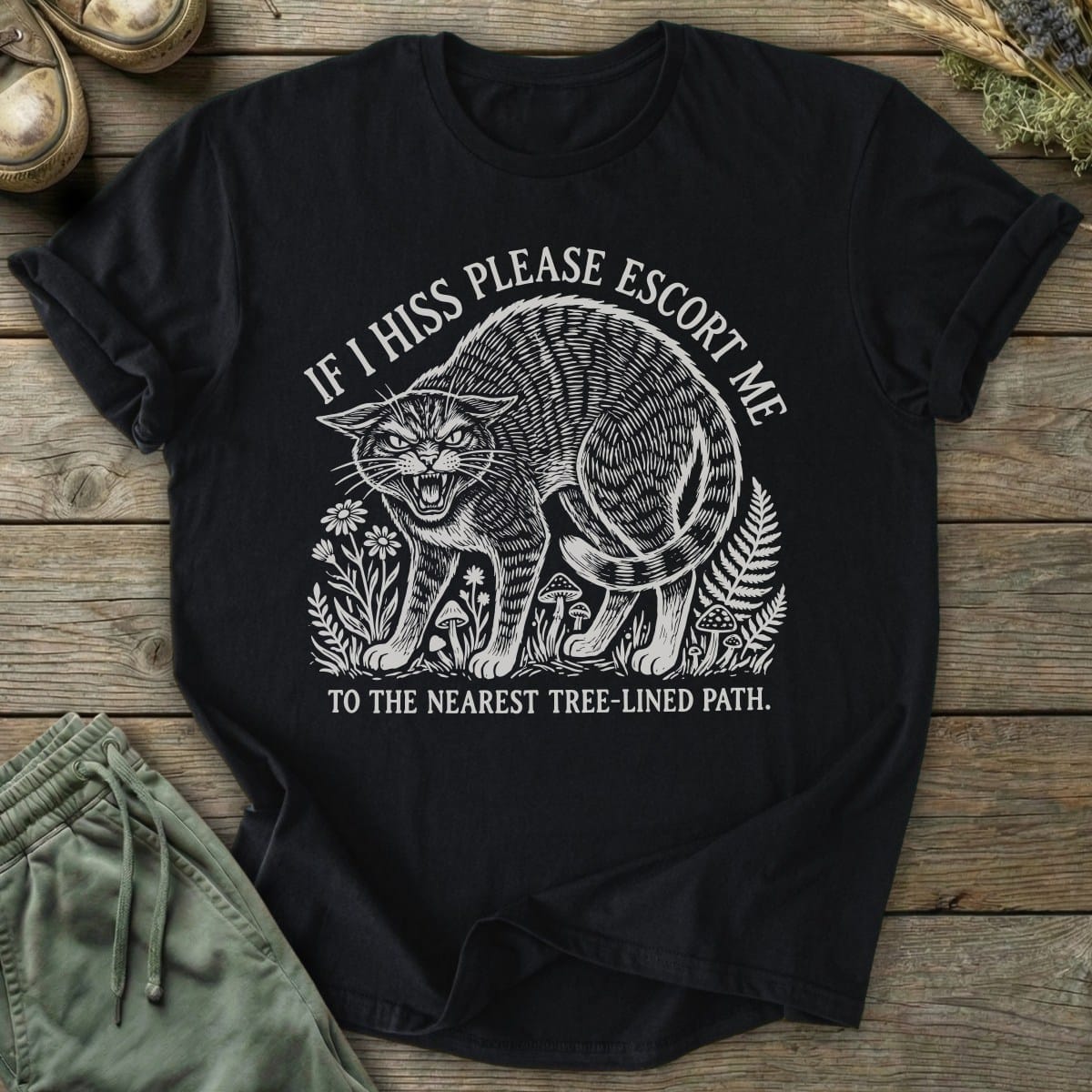 Printify T-Shirt Hissing Cat T-Shirt