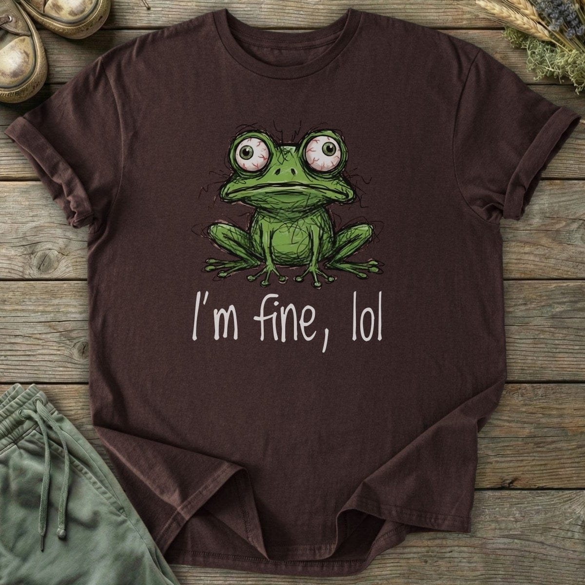 Printify T-Shirt I'm Fine lol Frog T-Shirt