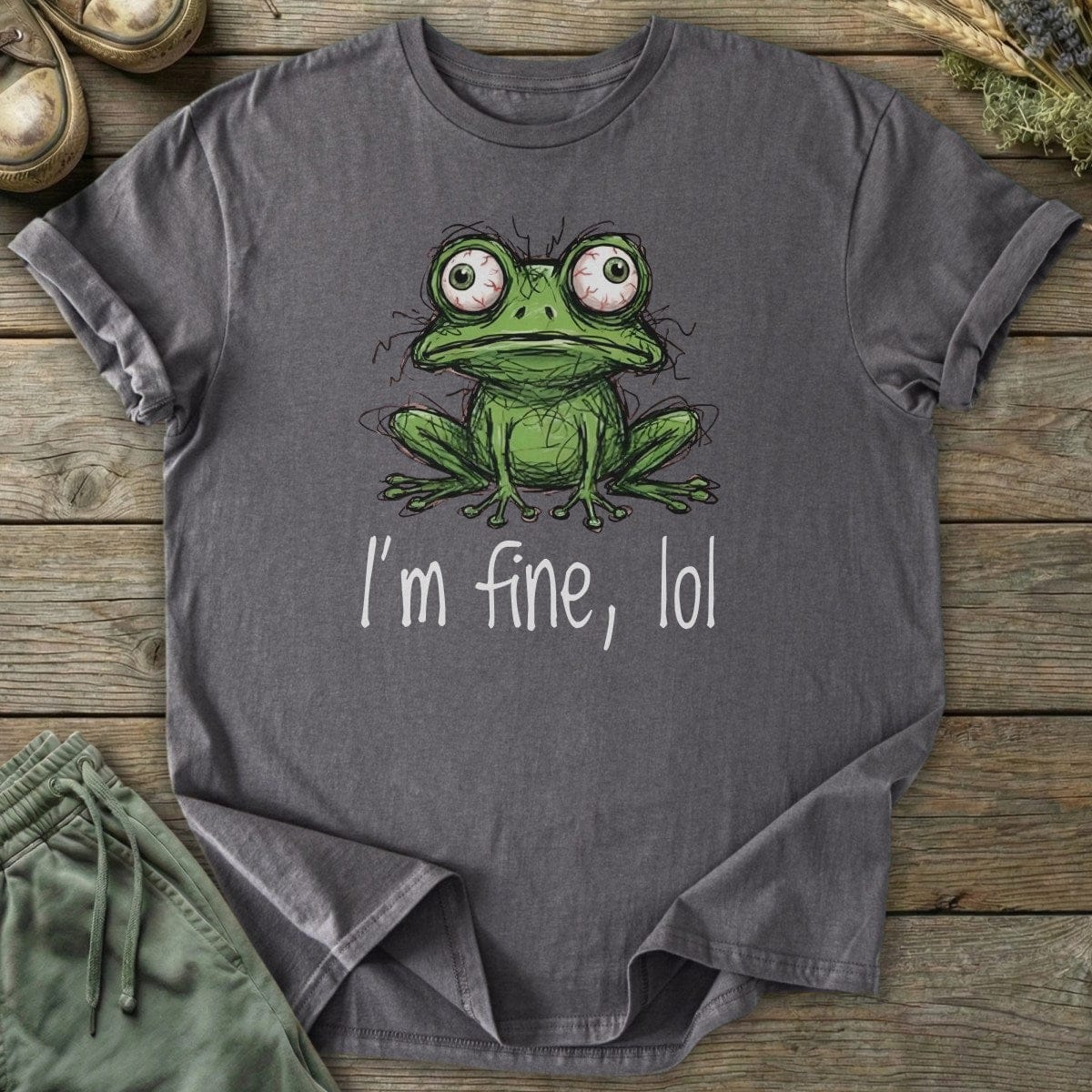 Printify T-Shirt I'm Fine lol Frog T-Shirt