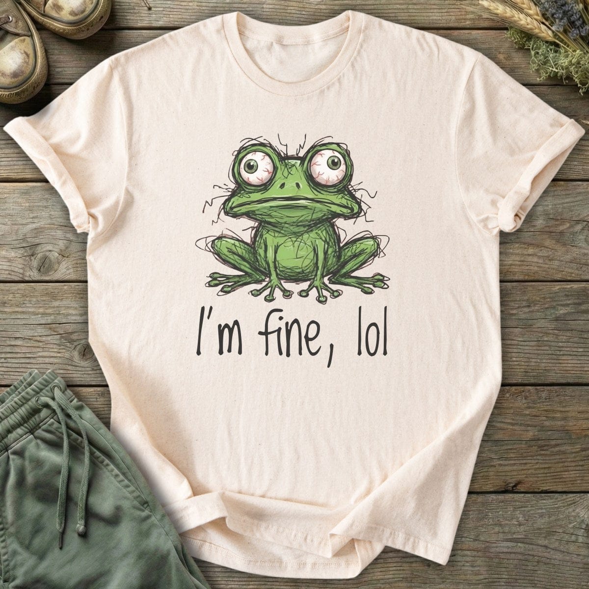 Printify T-Shirt I'm Fine lol Frog T-Shirt