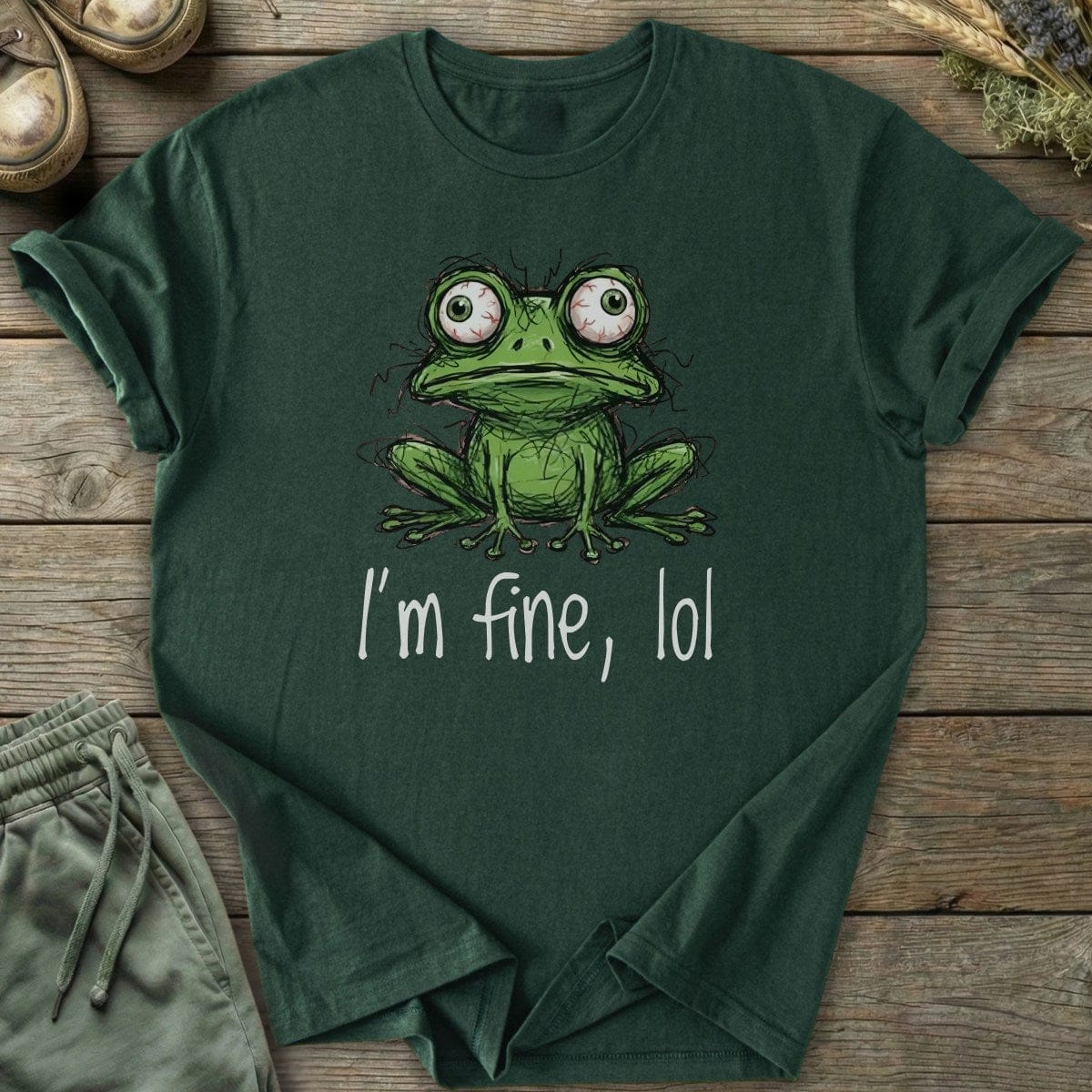 Printify T-Shirt I'm Fine lol Frog T-Shirt