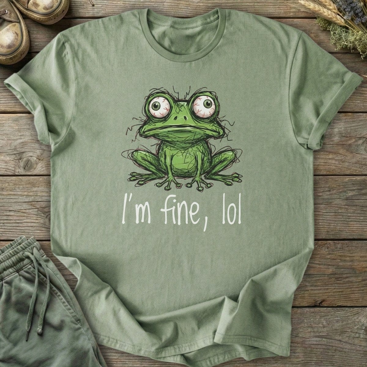 Printify T-Shirt I'm Fine lol Frog T-Shirt