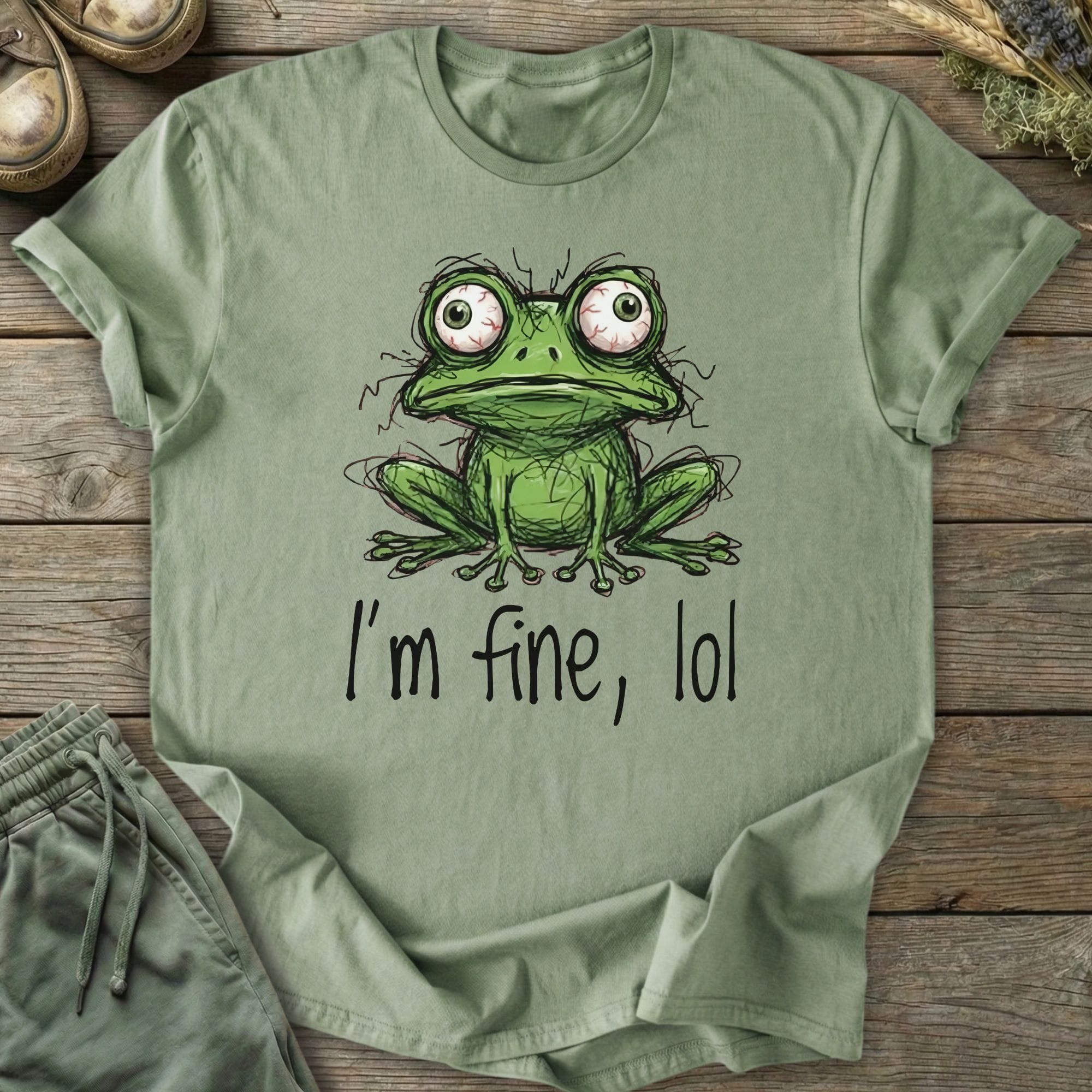 Printify T-Shirt I'm Fine lol Frog T-Shirt