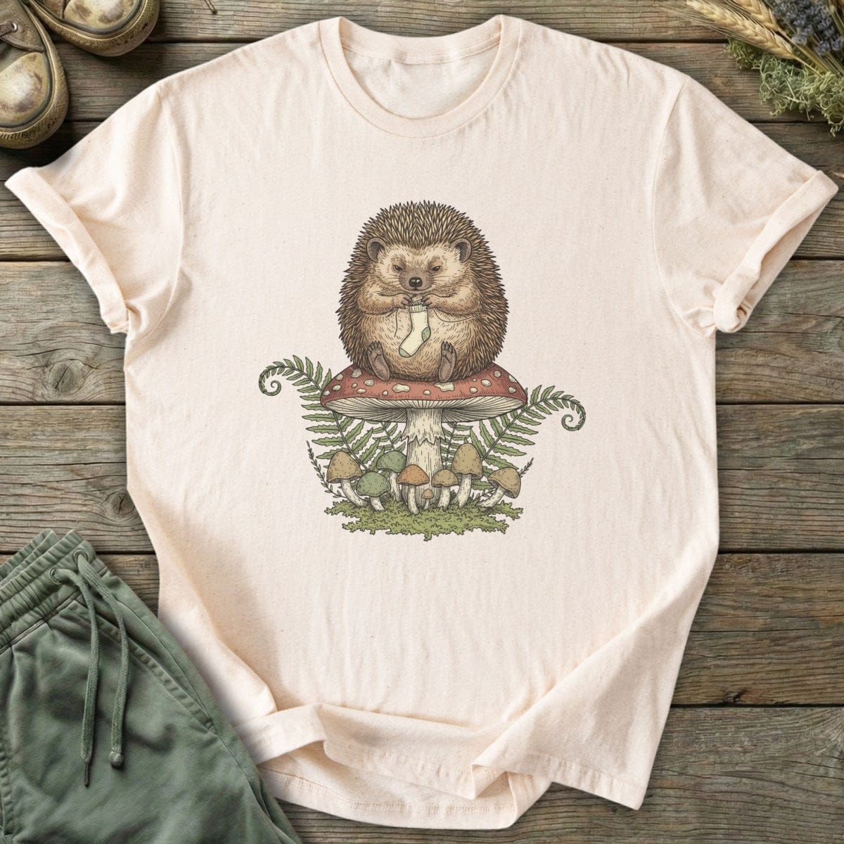 Printify T-Shirt Knitting Hedgehog T-Shirt