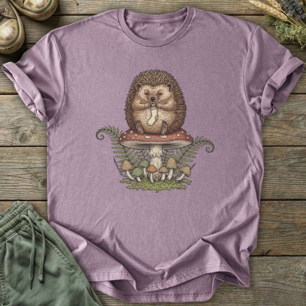 Printify T-Shirt Knitting Hedgehog T-Shirt