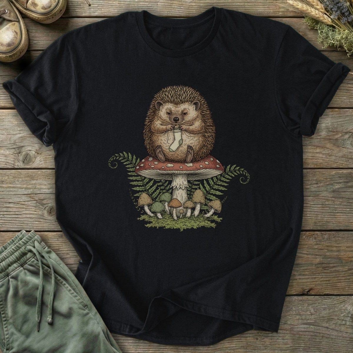 Printify T-Shirt Knitting Hedgehog T-Shirt