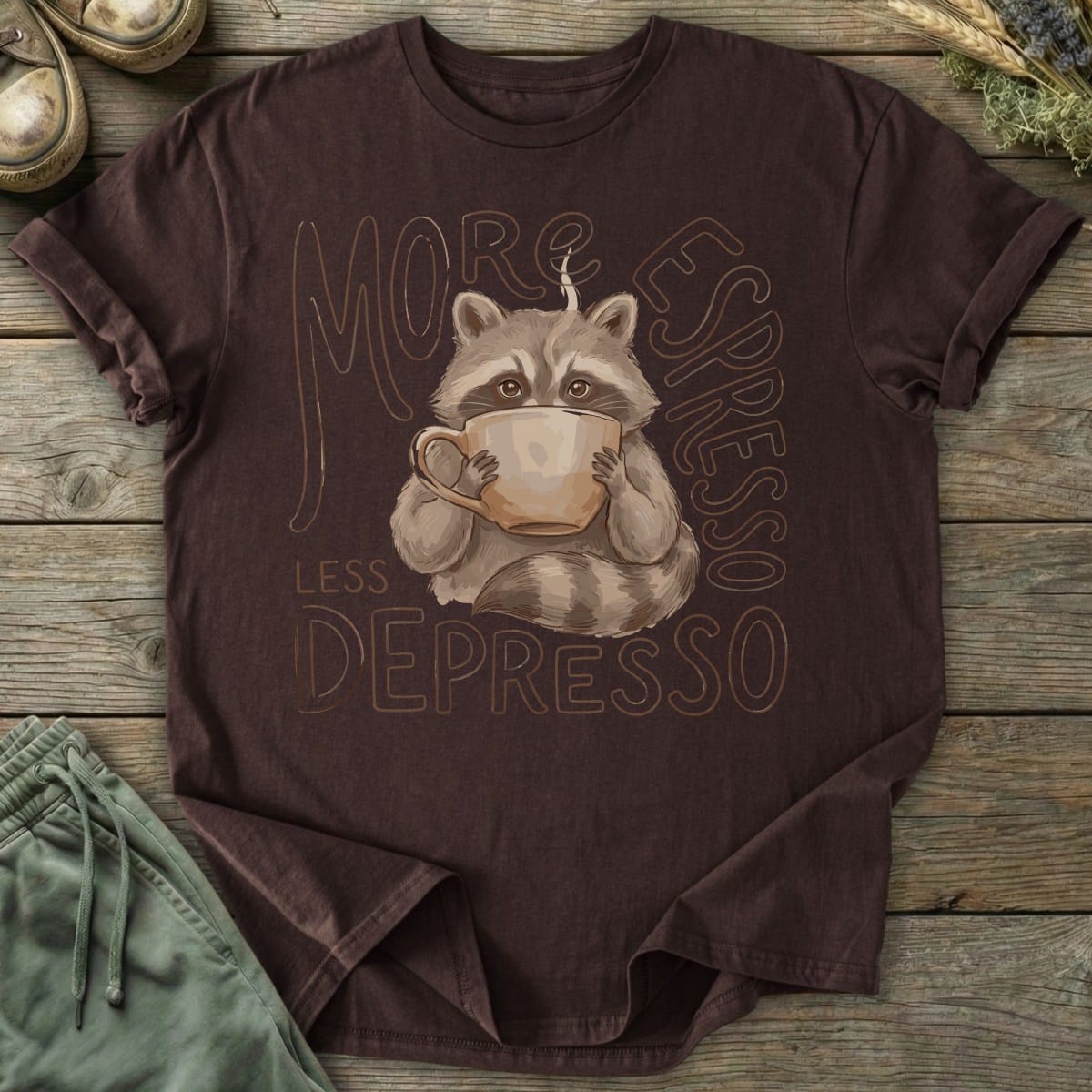 Printify T-Shirt Less Depresso T-Shirt
