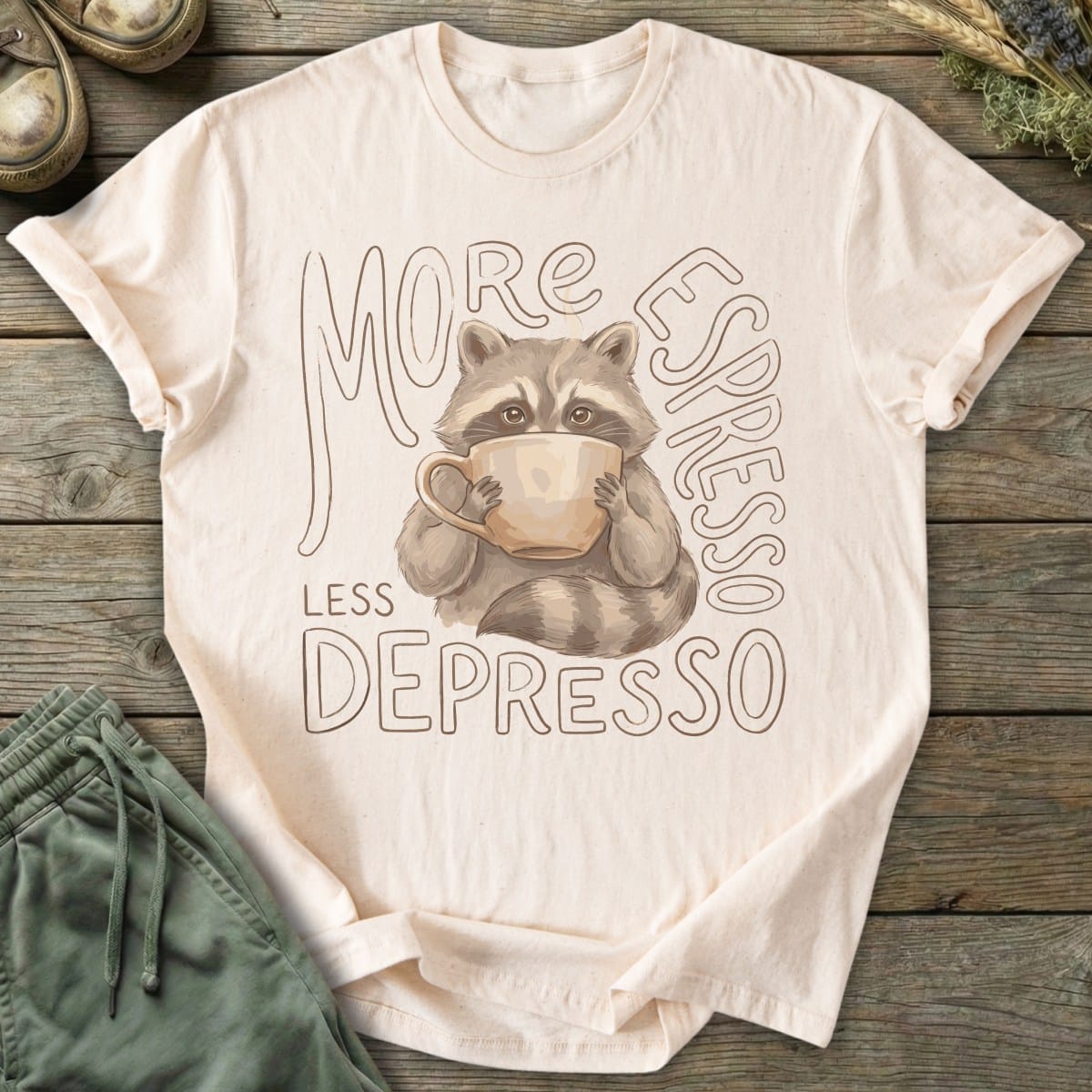 Printify T-Shirt Less Depresso T-Shirt
