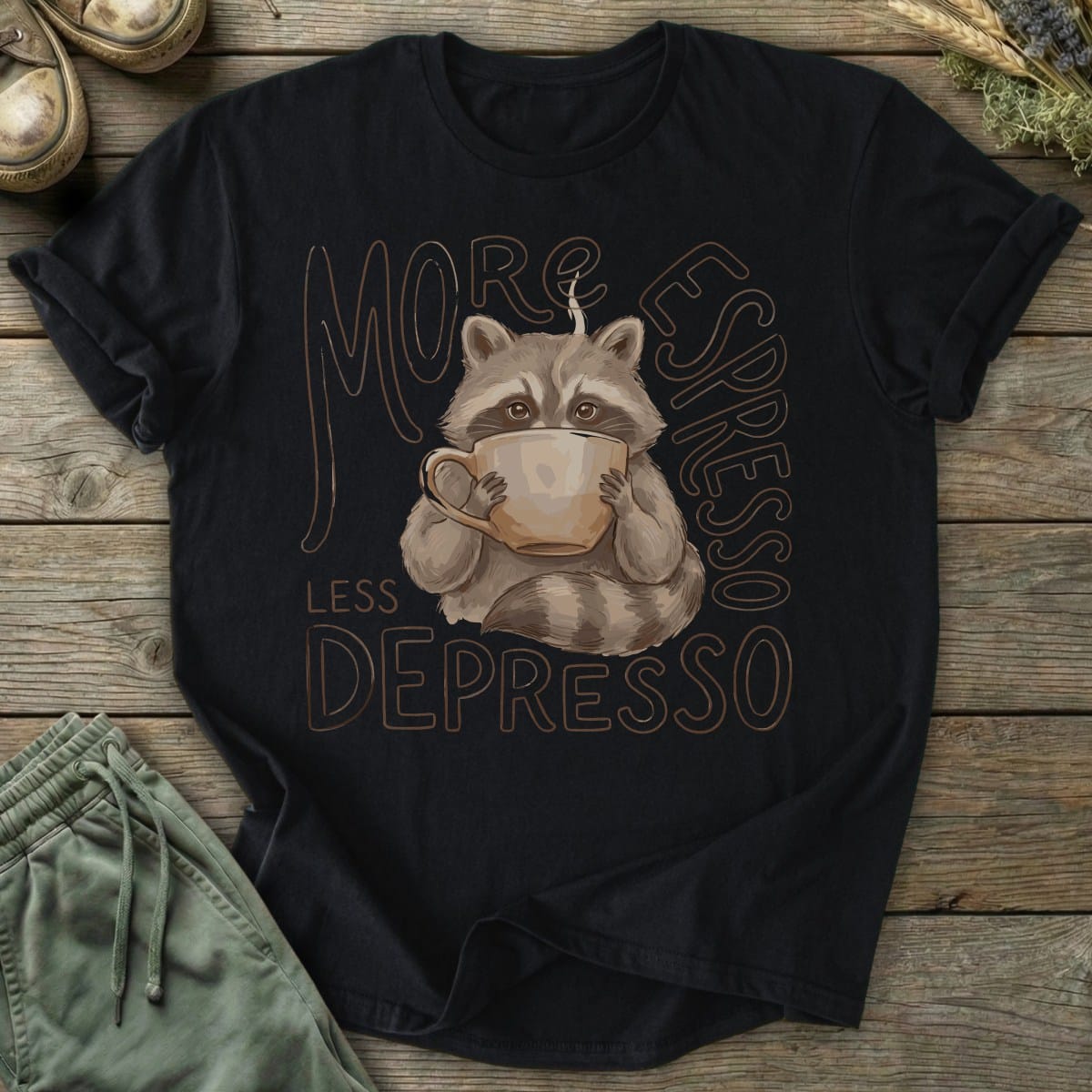 Printify T-Shirt Less Depresso T-Shirt