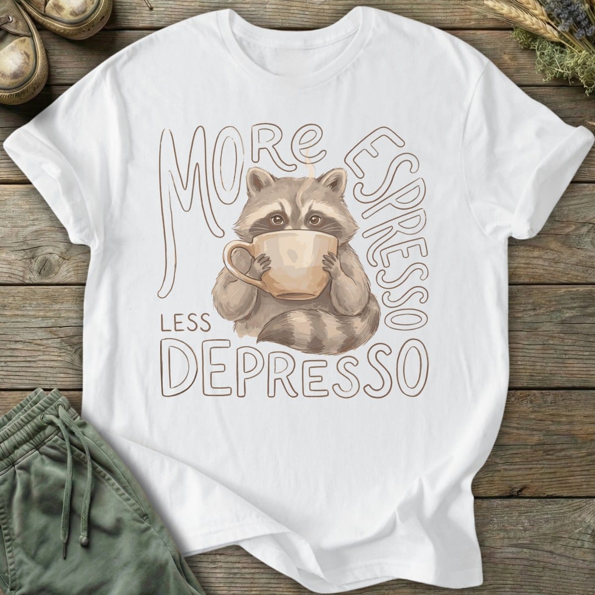 Printify T-Shirt Less Depresso T-Shirt