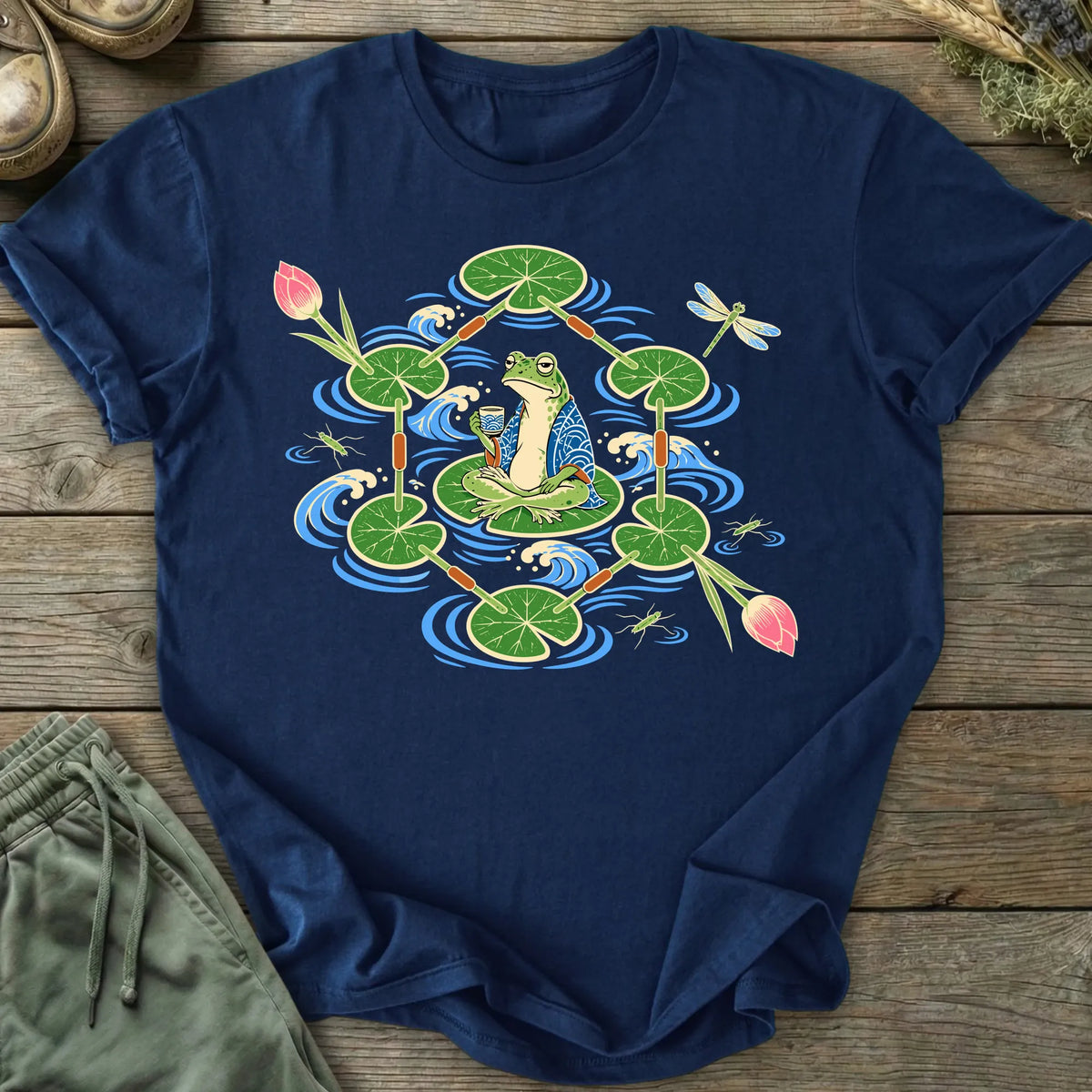 Printify T-Shirt Lily Pad Tea Frog T-Shirt