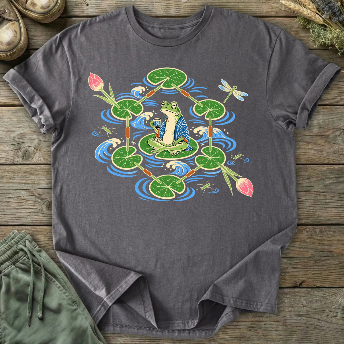 Printify T-Shirt Lily Pad Tea Frog T-Shirt