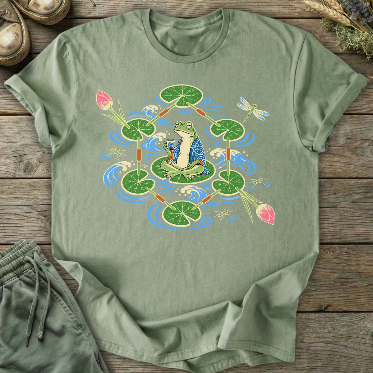 Printify T-Shirt Lily Pad Tea Frog T-Shirt
