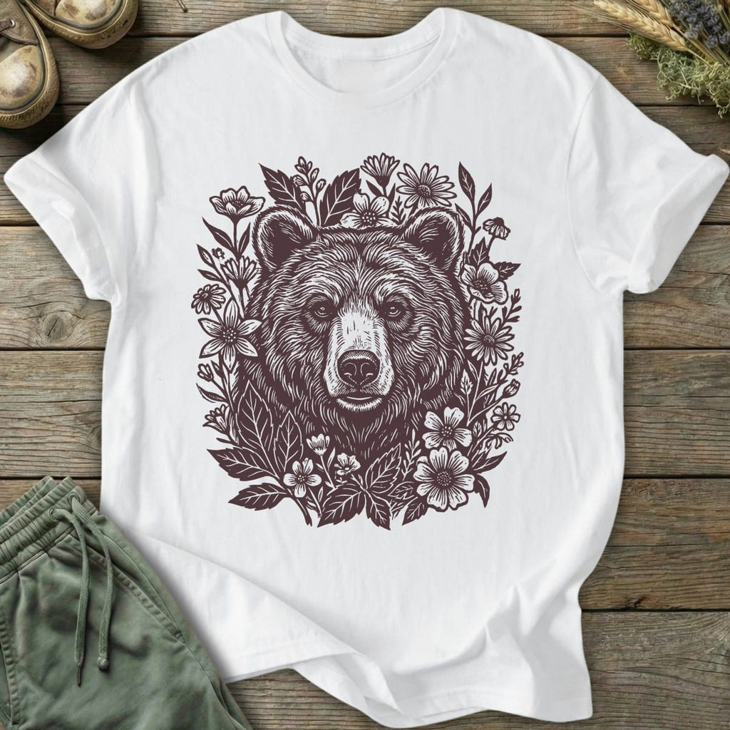 Printify T-Shirt Linocut Bear T-Shirt