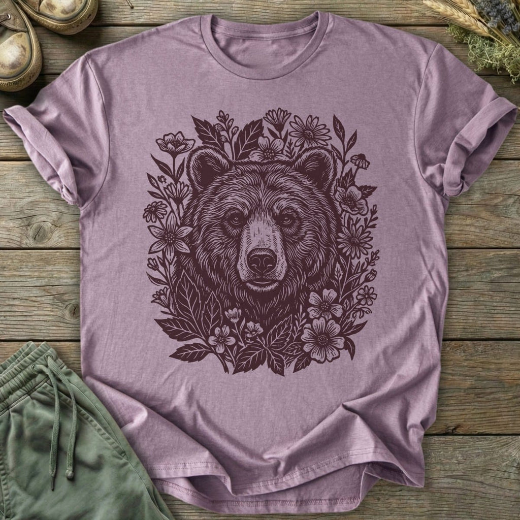 Printify T-Shirt Linocut Bear T-Shirt
